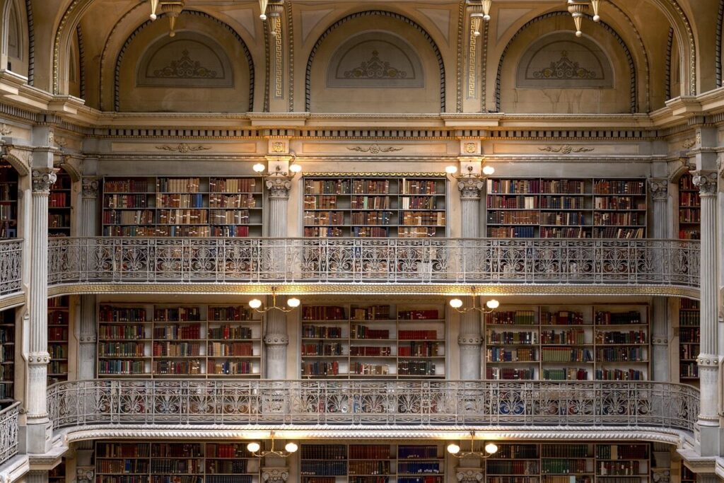 george peabody library, peabody institute, baltimore, john hopkins sheridan library, maryland, edmund g lind, dr nathaniel h morison, usa, america, building, library, historical, gallery, carol m highsmith, library, library, library, library, library